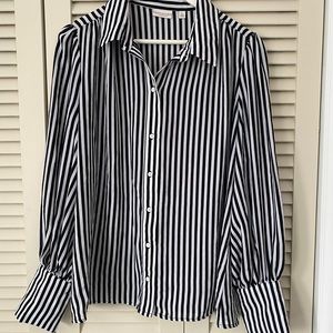 Black and white stripe blouse.